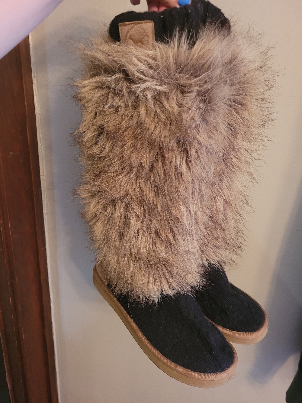 Y2k Vintage Victoria's Secret PINK tall Faux Fur Slipper Boots RARE meduim 7/8